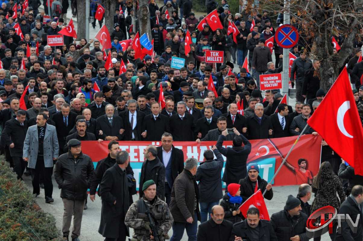 Çorum'da "Terörü Telin ve Milli Birlik Yürüyüşü