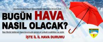 26 Eylül 2014 İL İL  HAVA DURUMU 