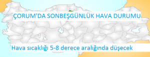 Çorum'da Hava Sıcaklığı 8 Derece Azalacak  