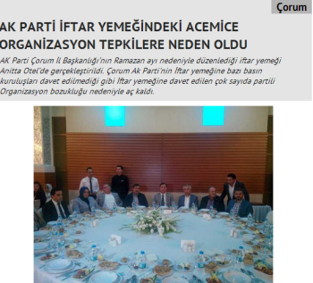 AK PARTİ İFTAR YEMEĞİNDEKİ  ACEMİCE ORGANİZASYON TEPKİLERE NEDEN OLDU  