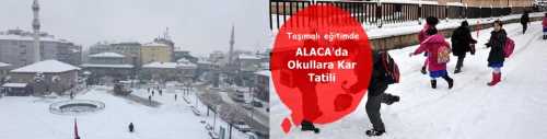 Alaca'da Taşımalı Eğitime Kar engeli