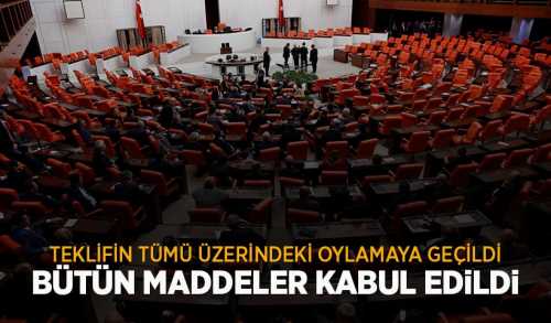 Anayasa değişiklik teklifinde 18 madde kabul edildi