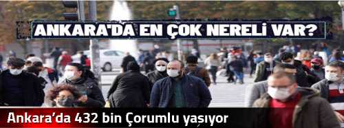 Ankara’da 432 bin Çorumlu yaşıyor