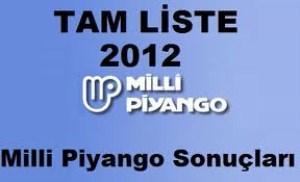 MİLLİ PİYANGO TAM  LİSTE