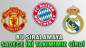 Bu sıralamaya sadece 2 takımımız girdi