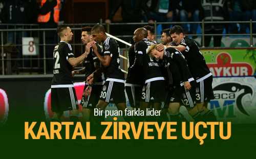 Çaykur Rizespor maçı öncesi 2 puan fark ve bir maç eksikle ikinci sırada bulunan Beşiktaş, deplasmanda Rize'yi 2-1 mağlup ederek liderliğe yükseldi.