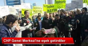 CHP'de PM toplantısının ardından eşekli protesto