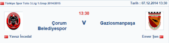 ÇORUM BELEDİYE SPOR  GAZİOSMANPAŞA SPOR 