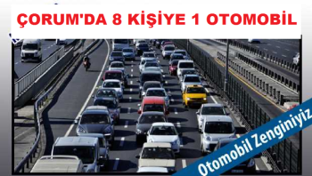 ÇORUM'DA 8 KİŞİYE 1 OTOMOBİL DÜŞÜYOR