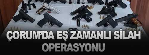 Çorum'da eş zamanlı silah operasyonu