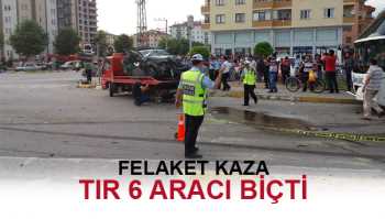 ÇORUM’DA FECİ KAZA TIR 6 ARACI BİÇTİ
