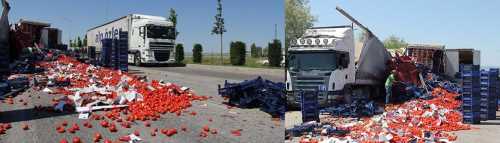 Çorum'da Karpuz Yüklü Tıra - Domates Yüklü Tır çarptı