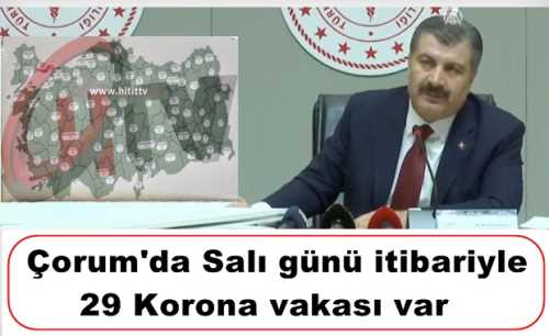 Çorum'da Salı günü itibariyle 29 Korona vakası var