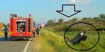 Çorum-Osmancık'ta Otomobil tarlaya uçtu