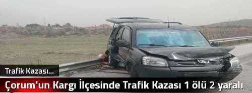 Çorum'un Kargı İlçesinde Trafik Kazası 1 ölü 2 yaralı