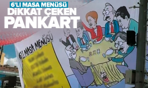 Çorumlu genç karikatürist Furkan Şimşek'in 6’lı masa pankartı