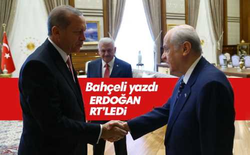 Cumhurbaşkanı Erdoğan, MHP Lideri Bahçeli'yi RT etti