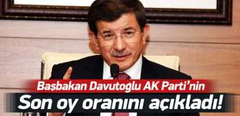 Davutoğlu AK Parti'nin son oy oranını açıkladı