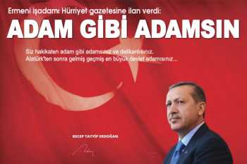 Ermeni işadamı Başbakan Erdoğan için Hürriyet'e ilan verdi