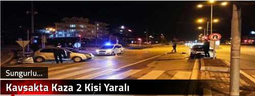 Kavşakta Kaza 2 Kişi Yaralı