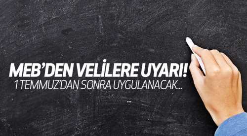 MEB'den Velilere uyarı geldi!