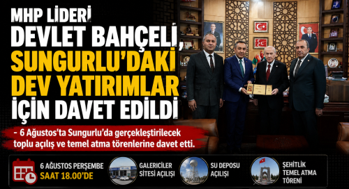 MHP Lideri Devlet Bahçeli, Sungurlu'daki Dev Yatırımlar İçin Davet Edildi
