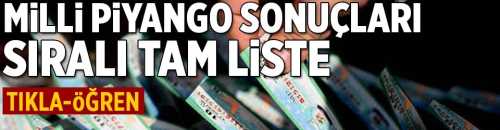 Milli Piyango Sıralı Tam Liste!..