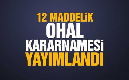 Olağanüstü Hal Kapsamında Alınan Tedbirlere İlişkin Kanun Hükmünde Kararname Resmi Gazete'de yayımlandı. 