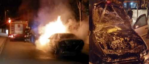 Park halindeki bir otomobil cayır cayır yandı