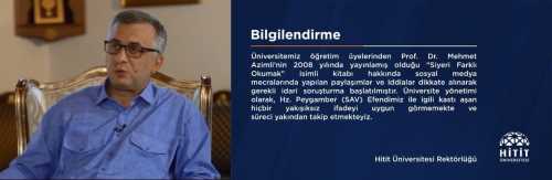 PRF Dr.Mehmet  Azimli'nin zaruri açıklaması
