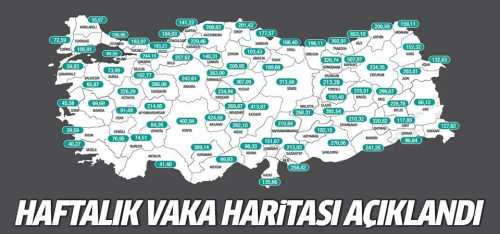 Türkiye'de İllere göre haftalık vaka haritası açıklandı!