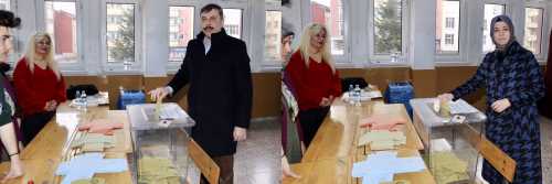 Vali Mustafa Çiftçi ve eşi Azime Çiftçi birlikte oylarını kullandılar