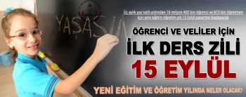 2014-2015 Eğitim ve öğretim Yılı 15 Eylül'de başlıyor 