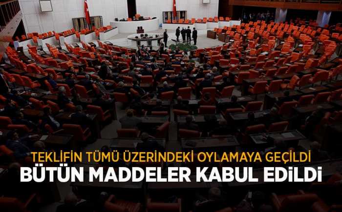 Anayasa değişiklik teklifinde 18 madde kabul edildi