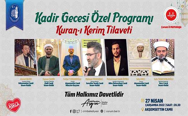Belediye’den Kadir Gecesi’nde Kur’an ziyafeti