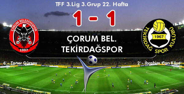 Çorum Belediye Spor 1 - Tekirdağspor 1