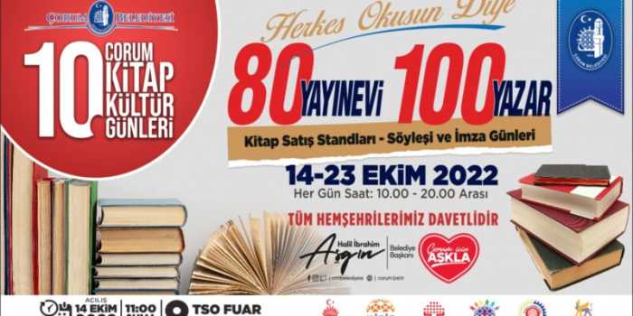 Çorum Belediyesinin 10. Kitap Kültür Günleri Başlıyor