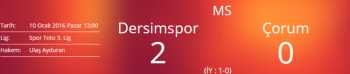 Dersimspor 2 - 0 Çorum Belediyespor