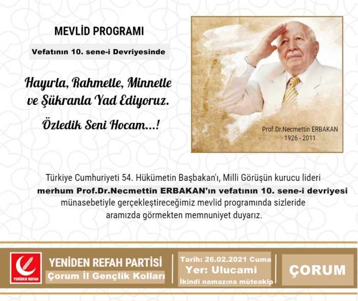 Erbakan hoca İçin Mevlid-i Şerif okutuluyor!