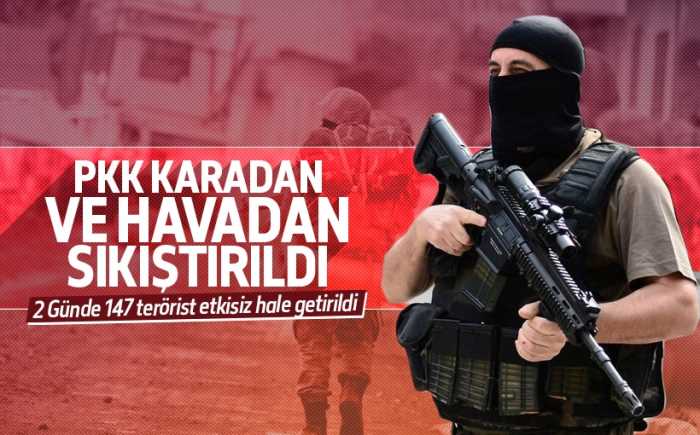 Hakkari ve Van'da devam eden operasyonlar kapsamında 2 günde toplam 147 terörist etkisiz hale getirildi