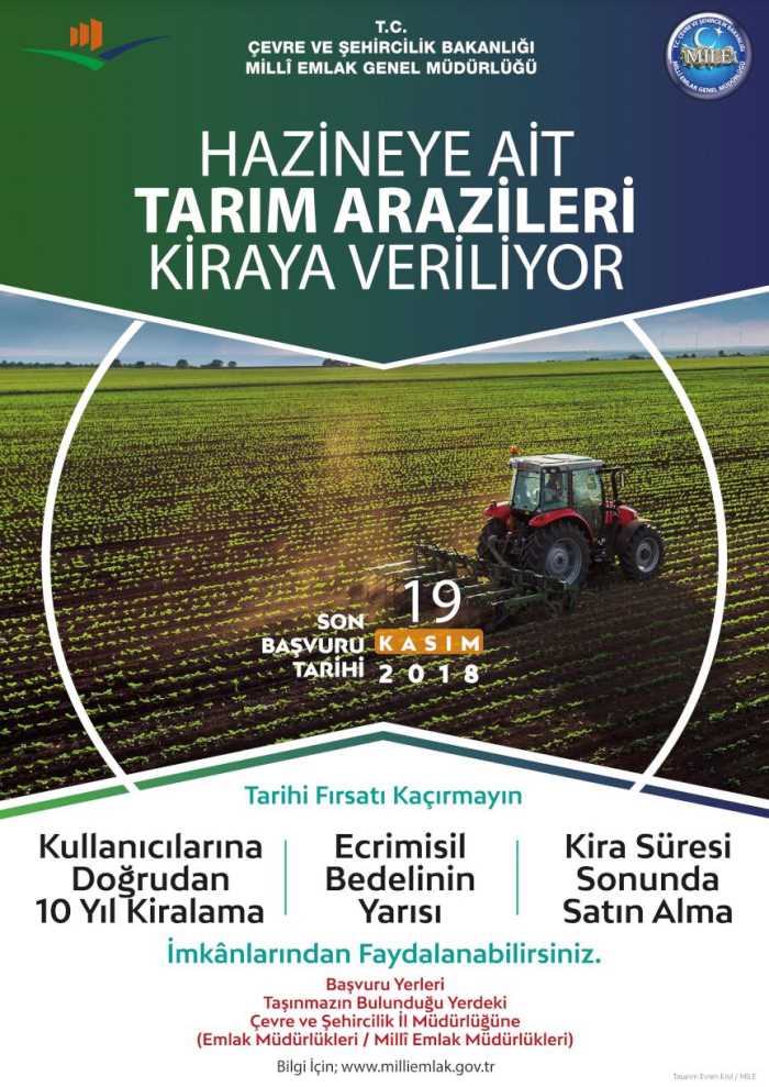 Hazineye ait araziler çiftçilere kiralanıyor!
