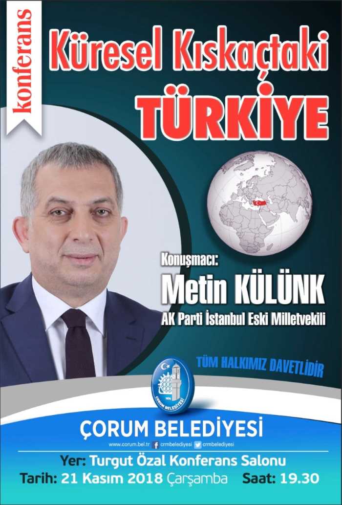 Metin Külünk Çorum’a geliyor