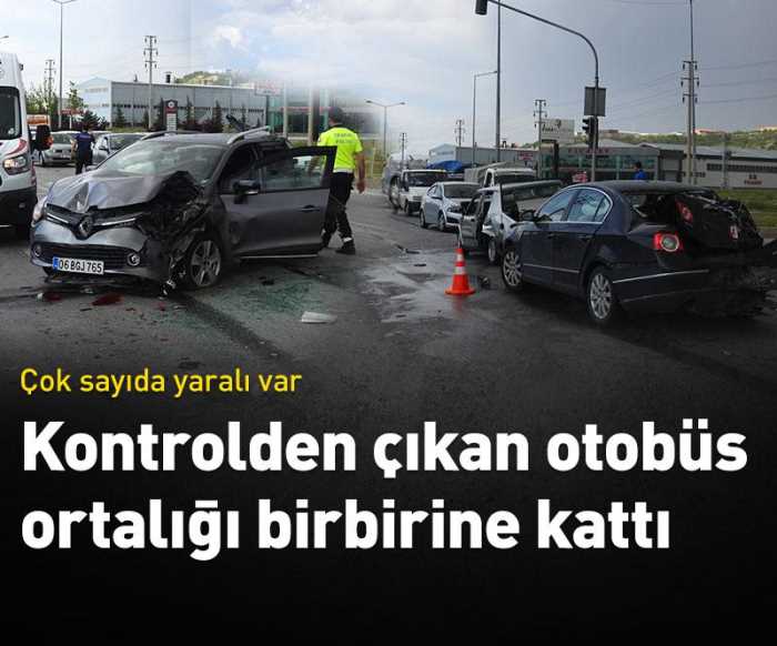 Otobüs, kırmızı ışıkta bekleyen araçları biçti 9 yaralı