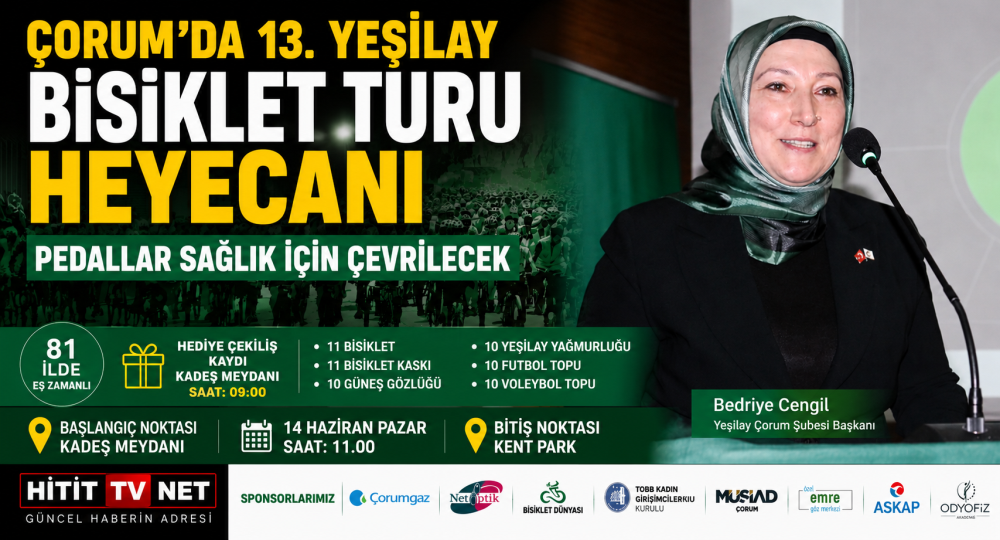 Çorum’da 13. Yeşilay Bisiklet Turu Heyecanı