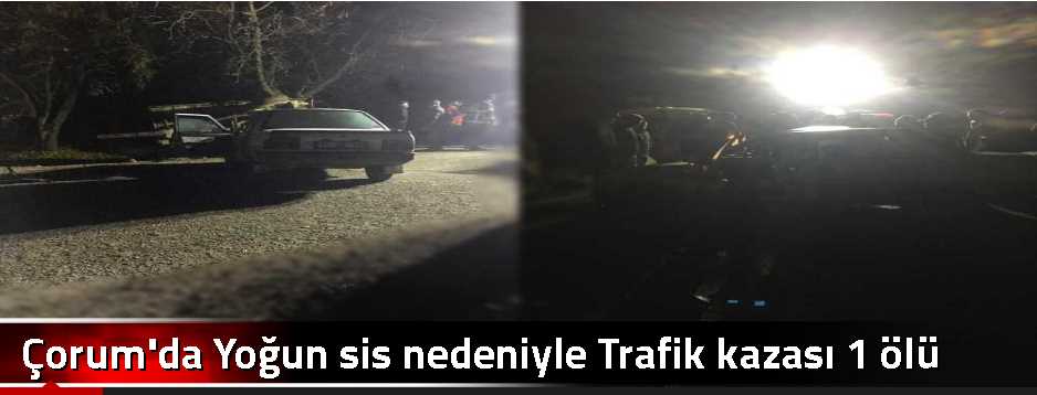 Çorum'da Yoğun sis nedeniyle Trafik kazası 1 ölü