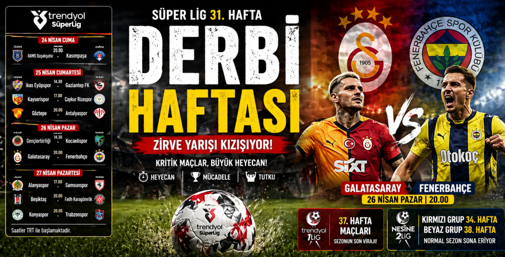  Süper Lig’de 31. hafta dev derbiye sahne olu…